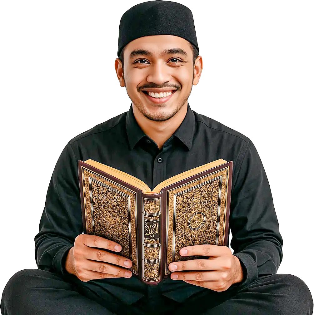 Quran teacher holding the Holy Quran